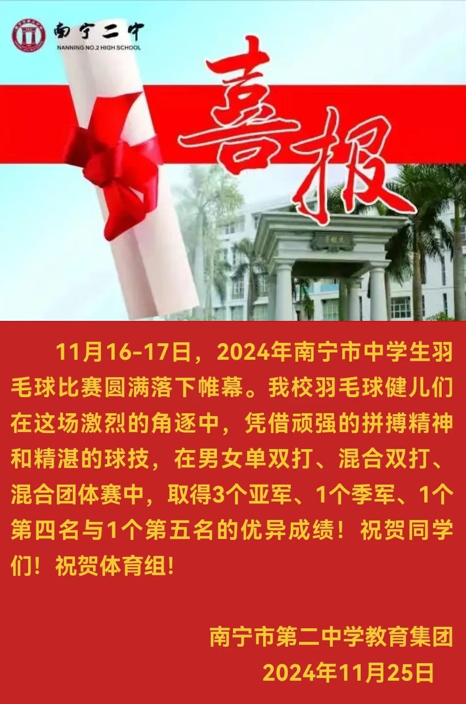 3个亚军+1个季军！祝贺南宁二中羽毛球队！.jpg